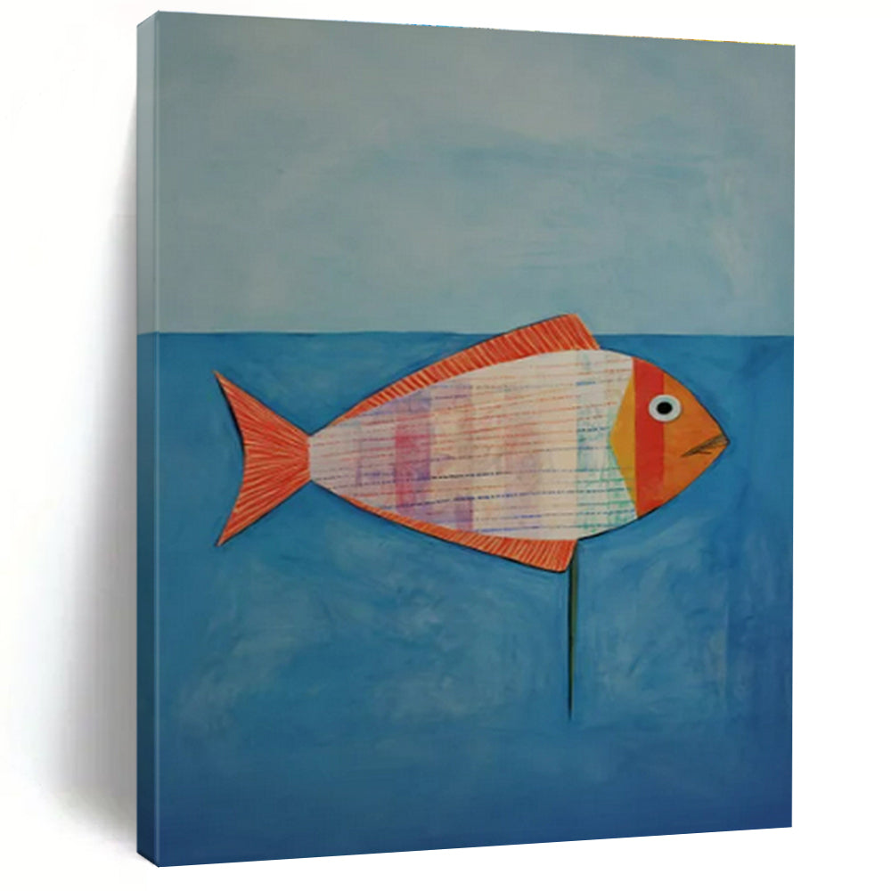“Colorful Collage Fish: Whimsical Mixed - Media Art” ，Whimsical Mixed - Media Fish Art CT0876