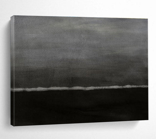 Dark Horizon - Monochromatic Abstract Landscape Painting On Canvas DKH598