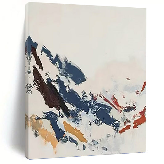 “Colorful Chaos” - Blue, Brown, Orange & Red Abstract Splashes Painting On Canvas DKH1548