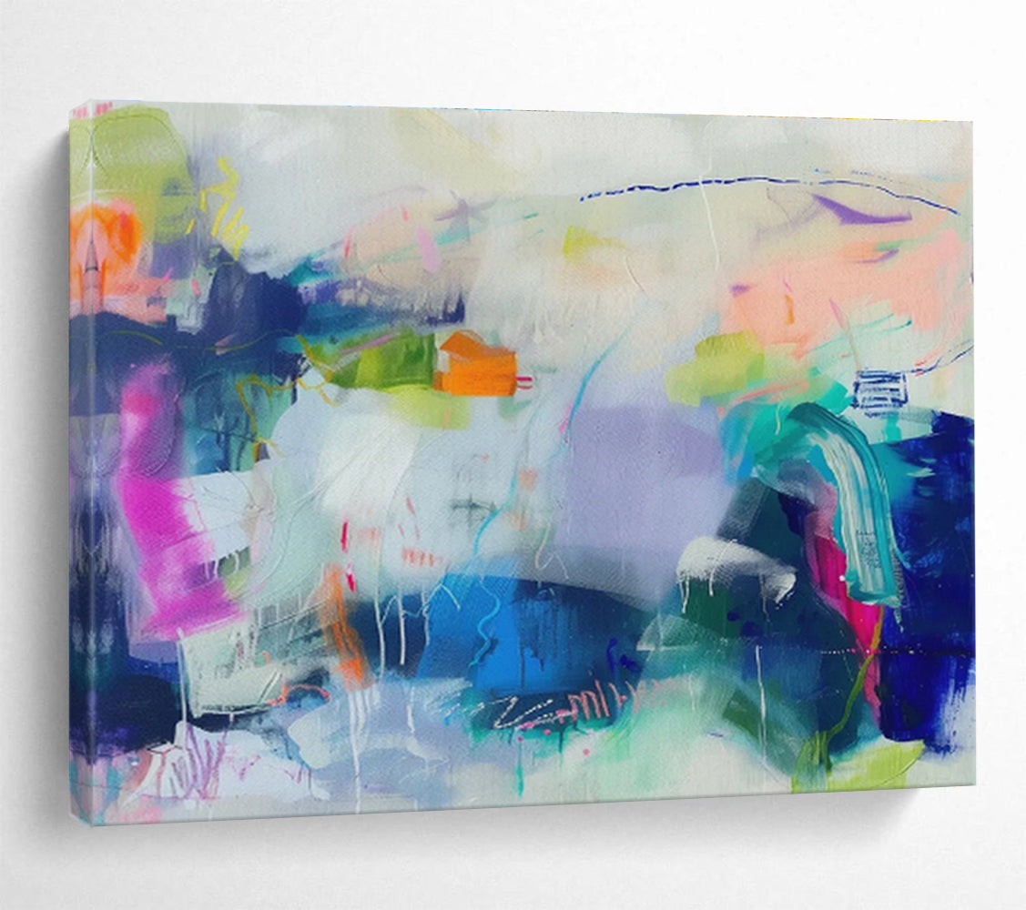 “Vibrant Abstract Collision” Abstract Acrylic Painting On Canvas DKH495