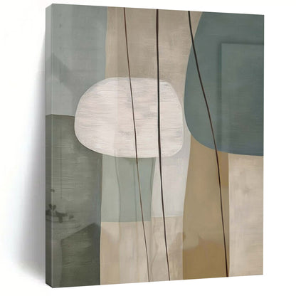 “Soft - Toned Geometric Forms with Thin Lines” – Abstract Geometric Painting CT1054