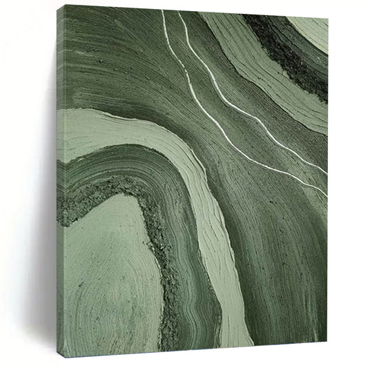 Flowing Green and Gray Abstract Layers - Abstract Painting On Canvas DKH1484