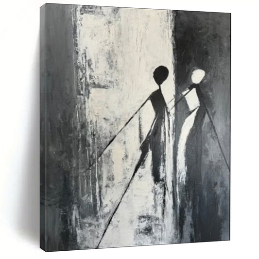 “Silhouettes in Black and White” - Minimalist Figurative Painting CT1996