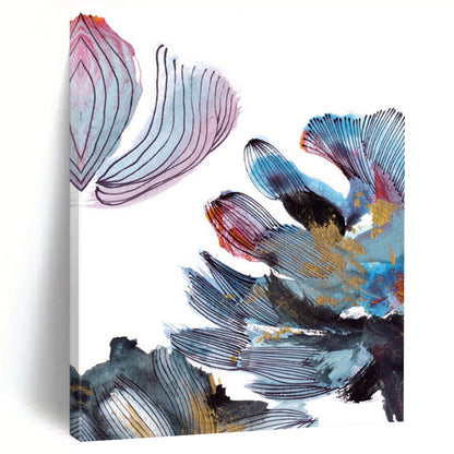 “Gold - Accented Floral Abstract” - Colorful Floral Abstract with Gold Details Painting On Canvas DTP199