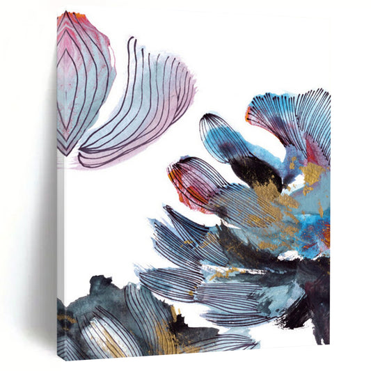 “Gold - Accented Floral Abstract” - Colorful Floral Abstract with Gold Details Painting On Canvas DTP199