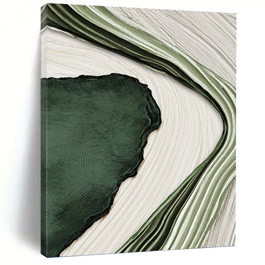 Organic Green and White Abstract Forms - Abstract Painting On Canvas DKH1473