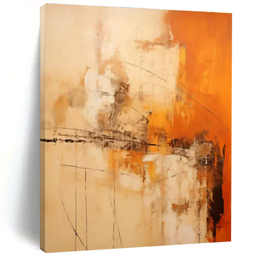 “Beige - Orange - Gray Abstract Lines” ，Abstract Acrylic Painting CT0850