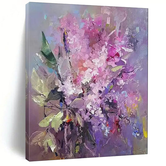“Lilac Blooms in Soft Light” – Impasto Floral Painting On Canvas CT2109