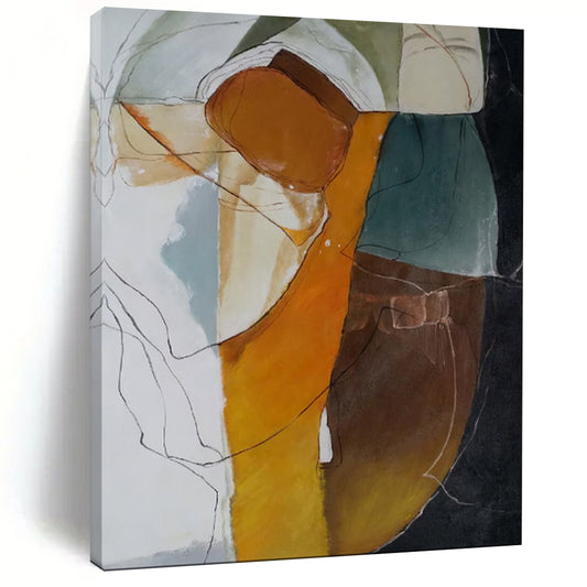 “Abstract Color Blocks with Lines” - Abstract Mixed - Media Painting CT1993