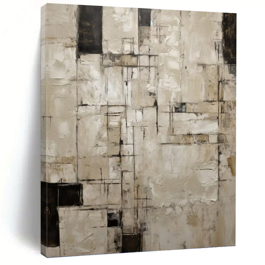 Neutral Grid Abstract - Abstract Painting On Canvas DKH1315
