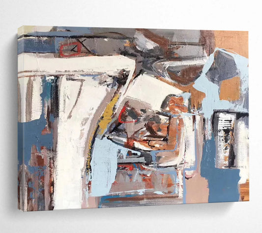 “Color - Blended, Abstract Scene ‘Urban Mosaic’” - Abstract Cityscape Painting On Canvas DLZ026