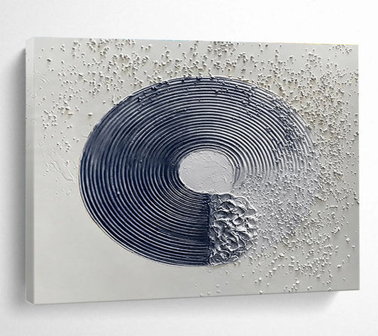 Textured Circle and Dots Black White 3D - like Painting On Canvas DKH211