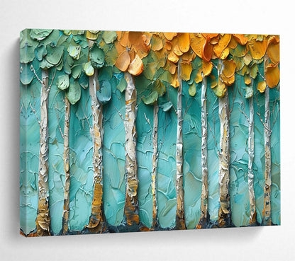 “Textured Birch Trees” - Palette Knife Landscape Painting On Canvas DKH822