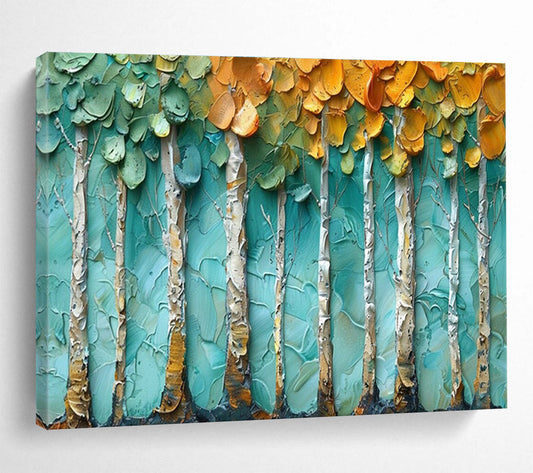 “Textured Birch Trees” - Palette Knife Landscape Painting On Canvas DKH822