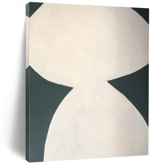 “White - Dark Green Hourglass Form” – Abstract Hourglass Art CT0999