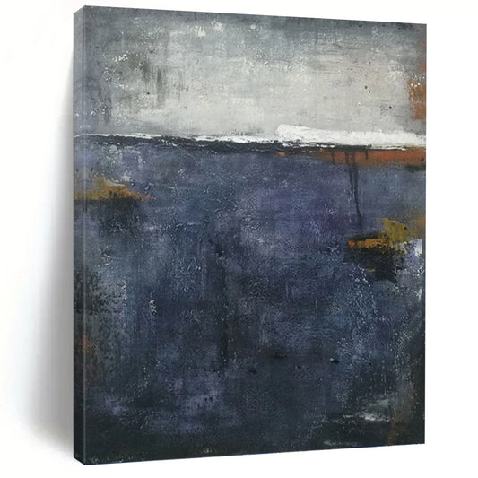 “Moody Waters” - Shades of Blue and Gray Abstract Landscape Painting On Canvas DKH1573