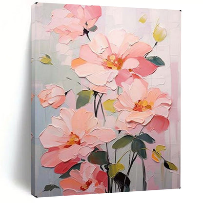 “Blush - Toned Floral Impasto” – Textured Flower Oil Painting On Canvas CT2123