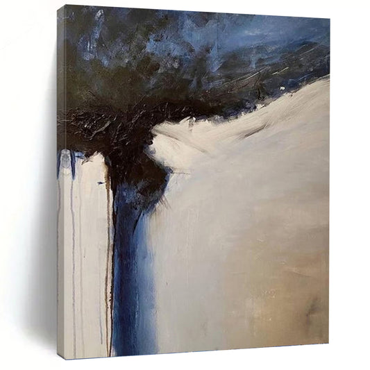 Blue, Black, and White Abstract Composition - Abstract Painting On Canvas DKH1499