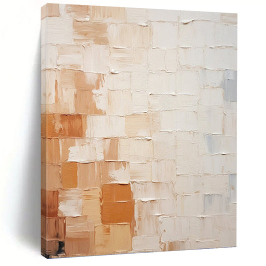 Soft Beige and Brown Patchwork - Abstract Painting On Canvas DKH1331