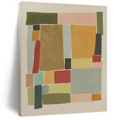 “Colorful Geometric Patchwork” Abstract Acrylic Art CT0333