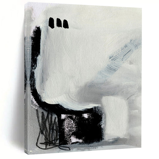 “Abstract Black and Gray Forms” - Black, Gray, and White Abstract Painting On Canvas DTP205