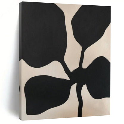 “Black - Beige Leaf Silhouette” – Abstract Leaf Silhouette Art CT0993