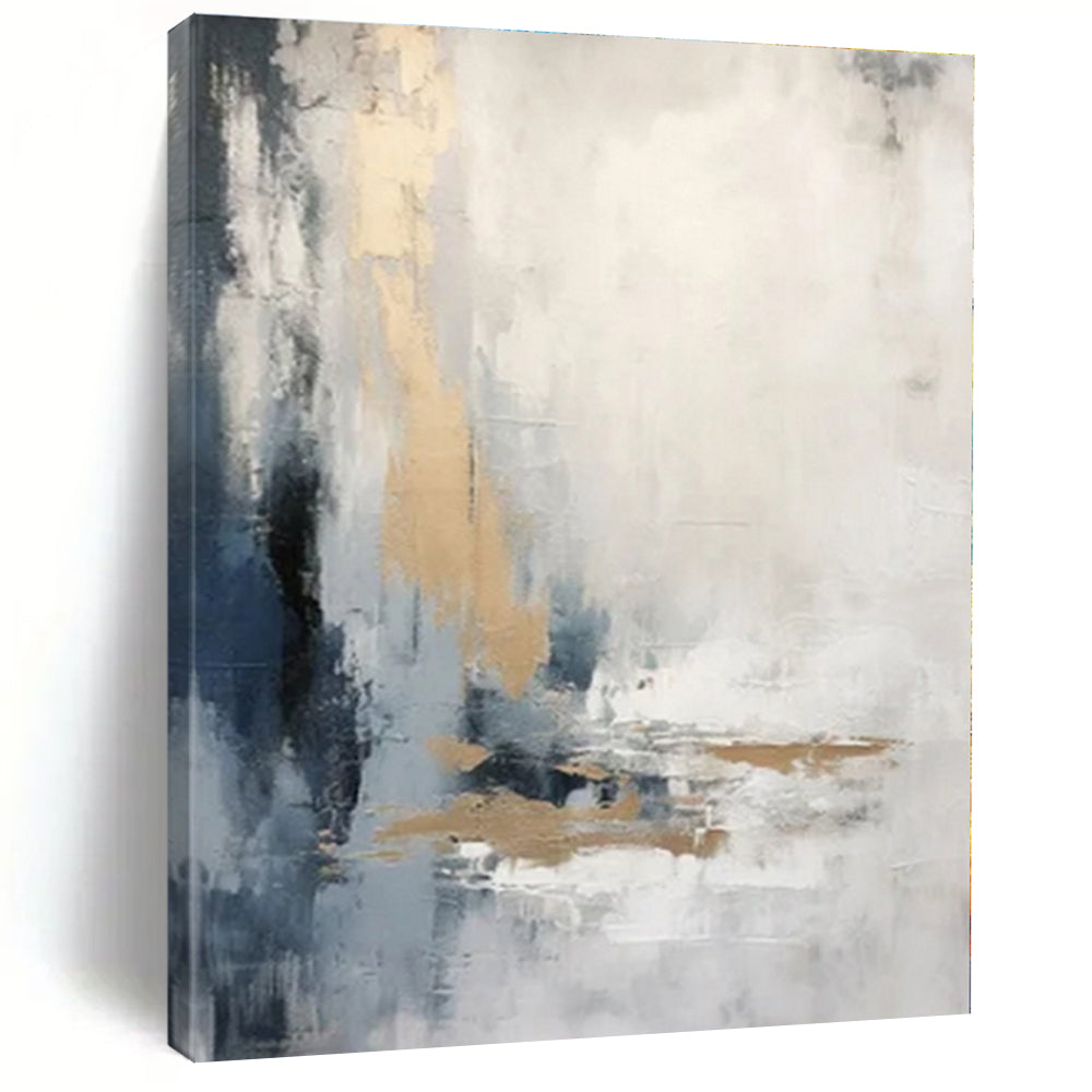 Neutral Tones with Gold Accent - Abstract Expressionist Acrylic On Canvas CT1338
