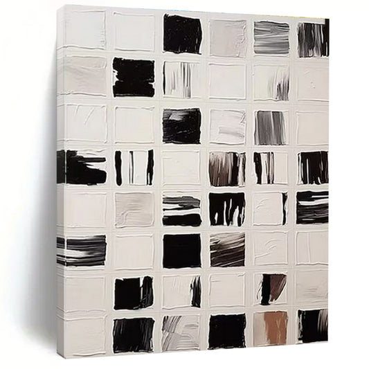 “Black - White Grid Strokes”，Abstract Expressionist Style CT0676