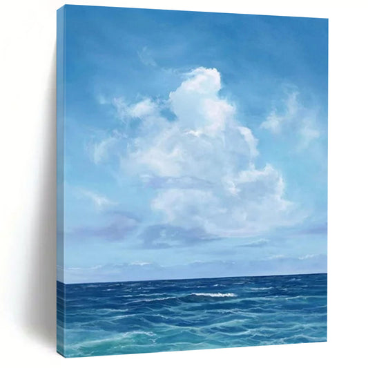 Blue Sky & Ocean - Seascape - Inspired Realist Painting On Canvas CT2298