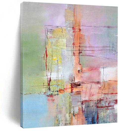 Pastel Abstract Layers - Soft - Hued Abstract Painting On Canvas CT2259