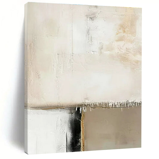 Soft Beige & Black Textured Layers - "Faded Edges" - Abstract Textured Painting CT1476