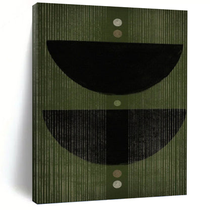 Green Geometric Semi - Circles and Dots - Geometric Abstract Painting On Canvas DKH1380