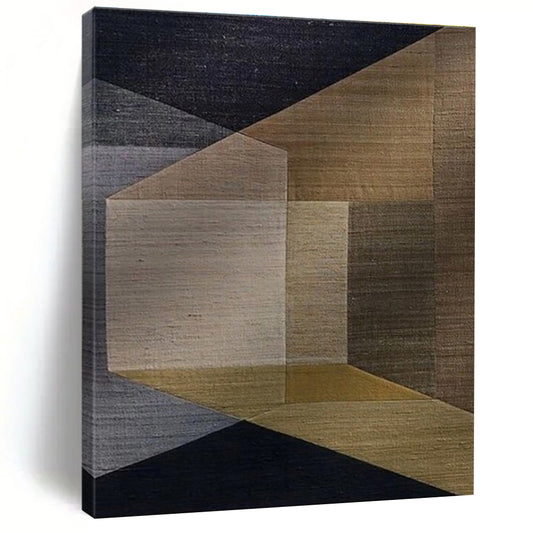 “Brown - Gray Geometric Collage”，Abstract Geometric Style CT0677
