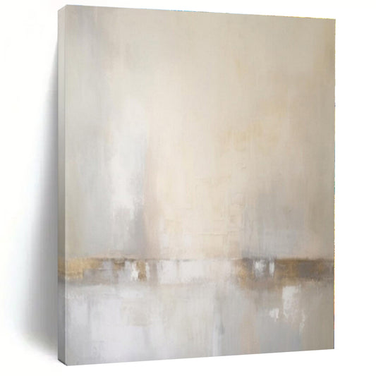 Soft Neutrals with Gold Hints - Minimalist Abstract Oil On Canvas CT1299