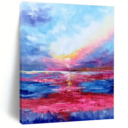 Vibrant Sunset Seascape - Impressionist Oil On Canvas CT1318
