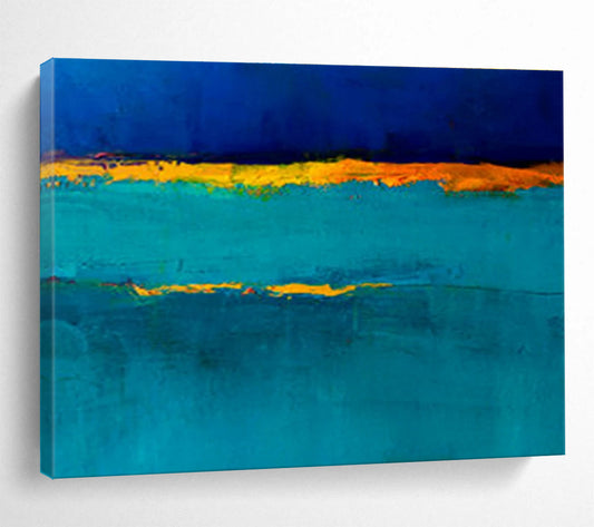 “Blue & Orange Bands” Abstract Color - Field Painting On Canvas DKH383