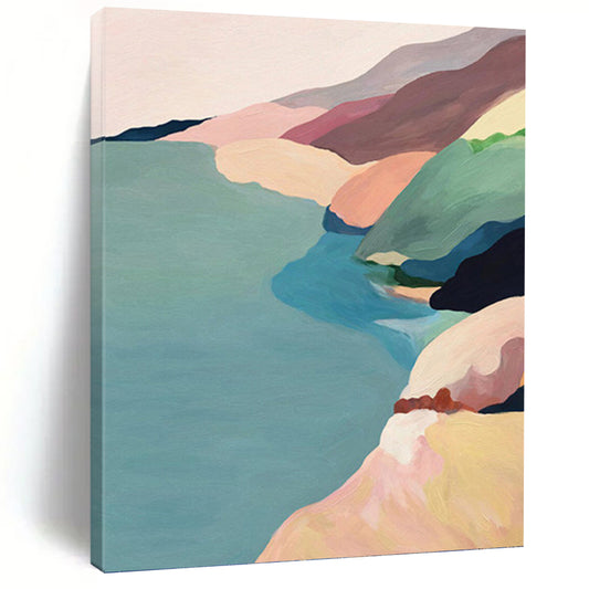 Colorful Coastal Cliffs in Pastels - Landscape Painting On Canvas DKH1413