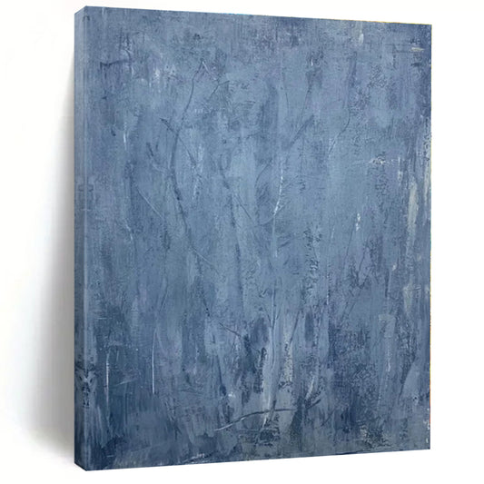 Muted Blue Textural Forest - Abstract Landscape Oil On Canvas CT1323
