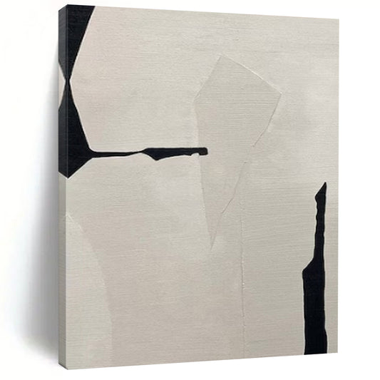 “Black & White Geometry 1” - Minimalist Abstract Painting On Canvas CT2248