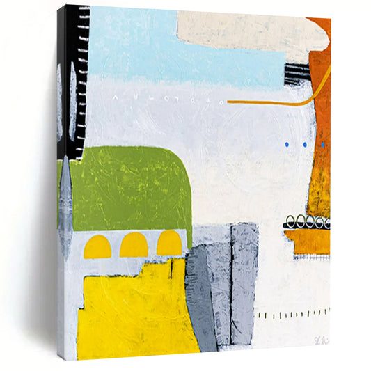 Bright Color Block Abstract - Yellows, Greens, and Playful Forms Painting On Canvas CT2376