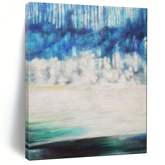 “Blue - White Layered Natural Mood” - Abstract Natural Landscape Oil Painting CT1974