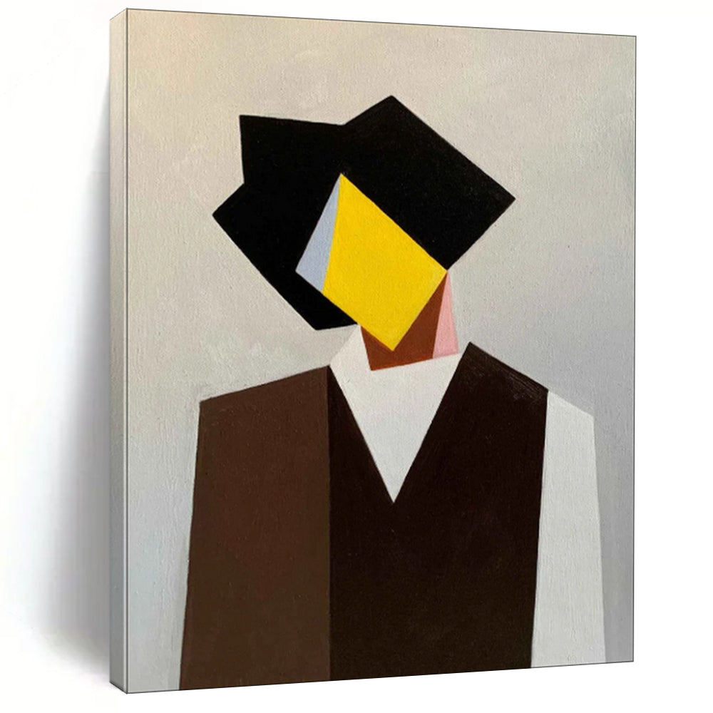 “Geometric Gentleman Silhouette” – Cubist Portrait Acrylic CT2076
