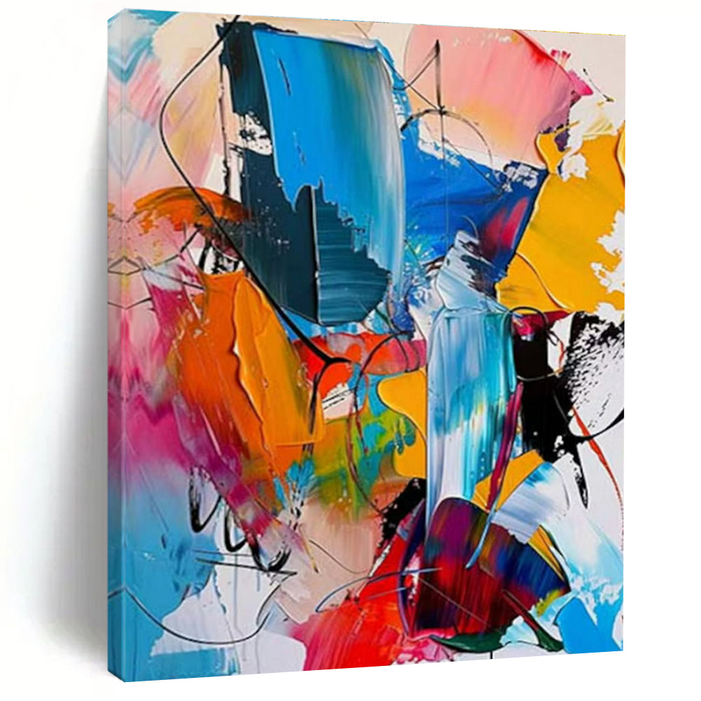 “Bold Color Blocks, Dynamic Lines” - “Urban Rhythm”，Abstract Acrylic Painting CT0689