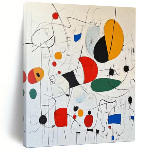 “Colorful Abstract Play” - Multicolor Shapes & Lines Painting On Canvas DKH1184