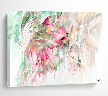 “Pastel Floral Cascade” Watercolor - Style Floral Painting On Canvas DKH534