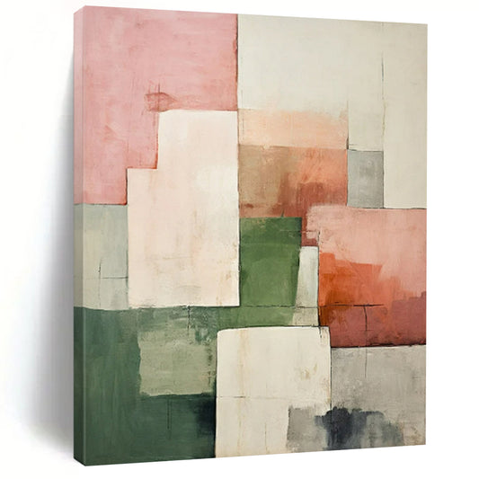 Pastel Geometric Collage - Minimalist Geometric Abstract Painting On Canvas CT2279