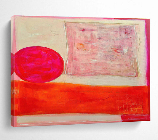 Pink and Orange Geometric Abstract “Vibrant Geometric Harmony” Painting On Canvas DKH073