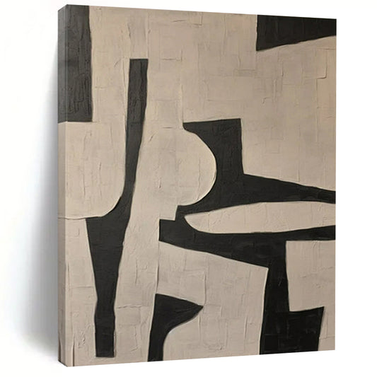 “Black - White Geometric Abstract” ，Abstract Geometric Acrylic Art CT0945