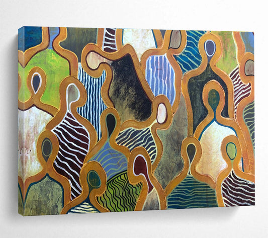 Abstract Figural Shapes in Colorful Patterns Painting On Canvas DKH189