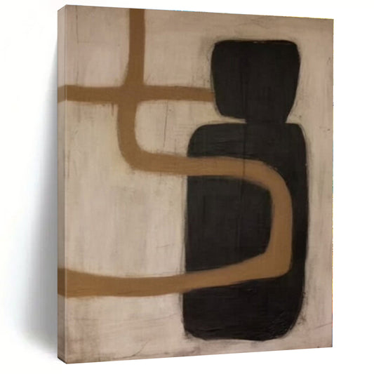 Black, Brown & Beige Shapes - Abstract Minimalist Acrylic On Canvas CT1301